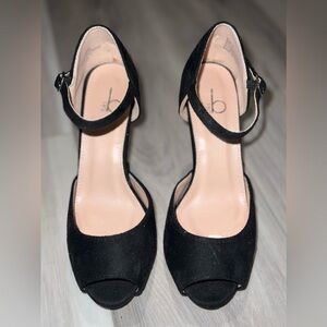 Elegant Black Ankle Strap Heels